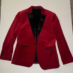 Express Men's Red Blazer with Black Details